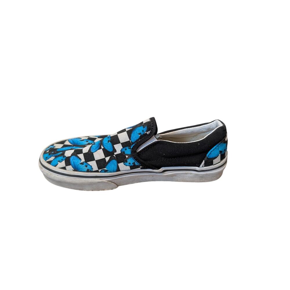 Vans Classic Slip-On Butterfly Checkerboard Shoes Mens 5 Womens 6.5 Black Blue